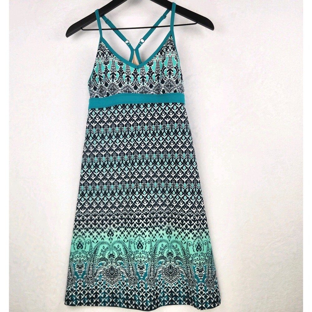 Athleta Empire Waist Dress Small Geo Print Sleeveless Yoga Athleisure Beach Boho